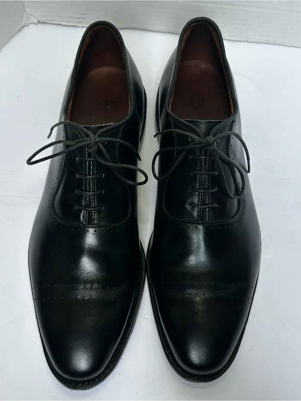 Allen Edmonds Men’s Black Vernon Almond Toe Leather Dress Oxford Shoes- Size 11